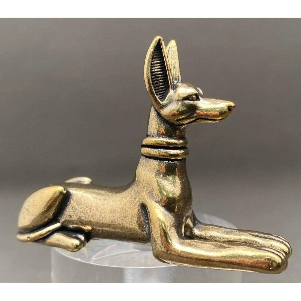 Brass Anubis Figurine Egyptian Jackal God Statue Ancient Egypt Altar Decor